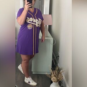 Queen of sparkles Purple lsu Tigers baseball Graphic Dress size large worn once